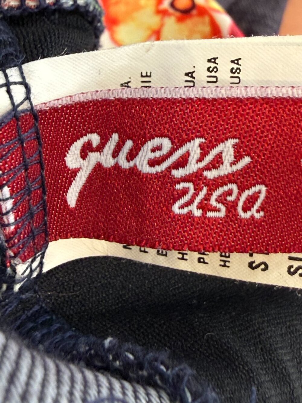 Guess Navy Strapless Mini Dress with Floral Trim - Picture 7 of 12